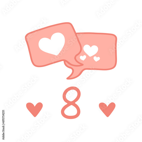 Day 8. Advent calendar for Valentine's Day from the first to the fourteenth of February.