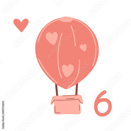 Day 6. Advent calendar for Valentine's Day from the first to the fourteenth of February.