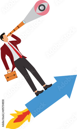 Businessman, Eye,Look, Direction, Looking,Hand Held Telescope, View