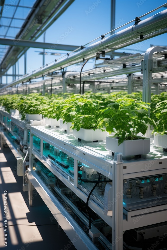 Greenhouse with automated climate control systems, Generative AI