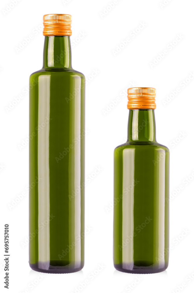Set of Olive oil bottles on white. clipping path Set of Olive oil bottles on white. clipping path