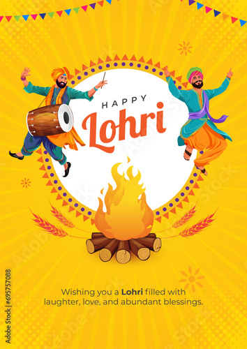 Happy Lohri Festival Poster Design Template Vector Illustration © BappiDeb