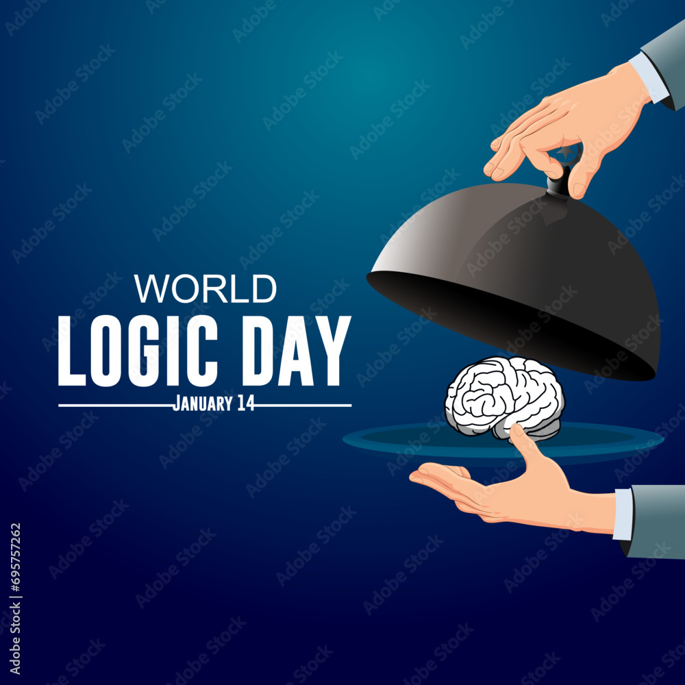 Vector illustration of Happy World Logic Day - obrazy, fototapety, plakaty 