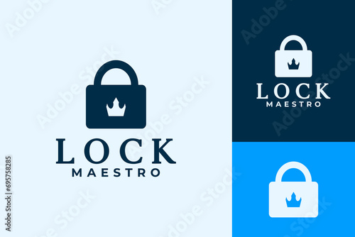 Lock Unlock Padlock King Maestro Security Logo Design