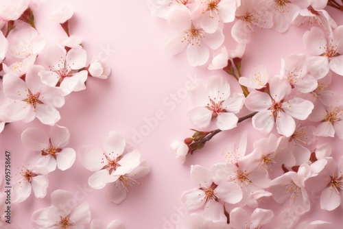 A close-up view of a bunch of flowers on a pink surface. This image can be used for various purposes