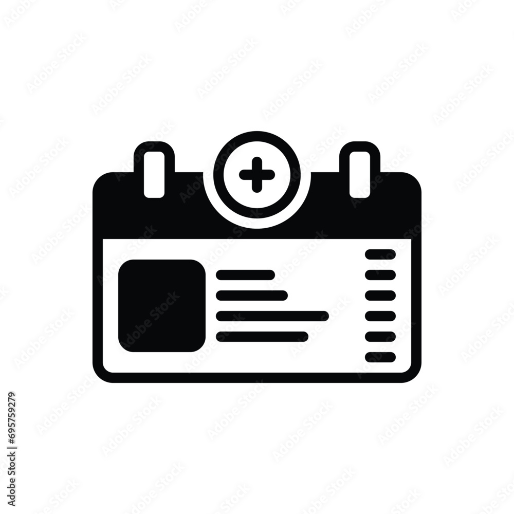 Black solid icon for health card Black solid icon for health card