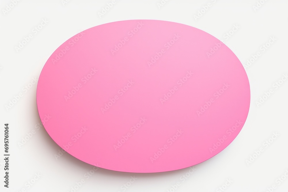 A pink circular object is placed on a white surface. This versatile image can be used for various purposes