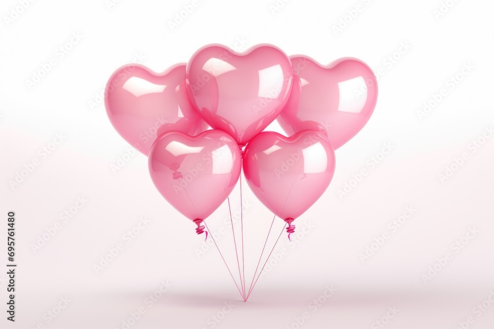 A bunch of pink heart shaped balloons on a string. Perfect for celebrations and romantic occasions