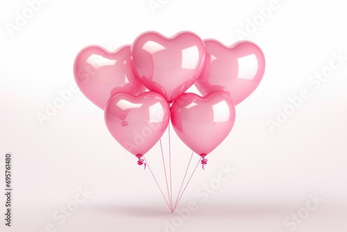 A bunch of pink heart shaped balloons on a string. Perfect for celebrations and romantic occasions