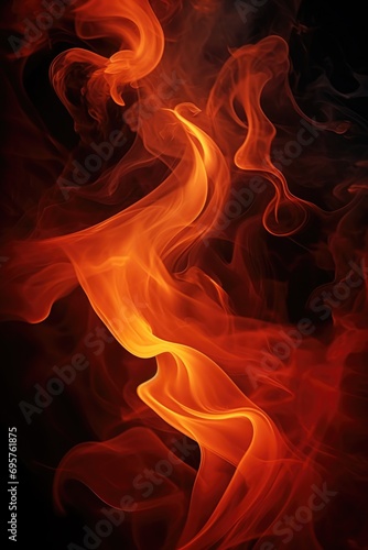 Close-up shot of a fire on a black background. Versatile and impactful image that can be used in various projects