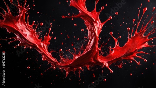 Splashes of red paint on a black background