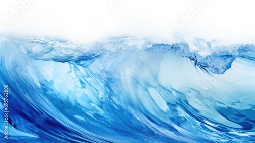 A picture of a large wave crashing in the ocean on a sunny day. Perfect for beach and nature-themed designs