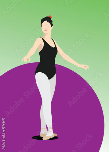 Classical ballet dancer. Color vector hand drawn illustration