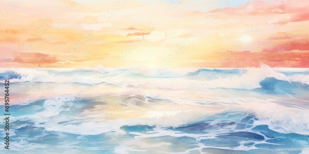 © Fotograf - A beautiful painting capturing the serene moment of a sunset over the ocean. Perfect for adding a touch of tranquility and natural beauty to any space © Fotograf - A beautiful painting capturing the serene moment of a sunset over the ocean. Perfect for adding a touch of tranquility and natural beauty to any space