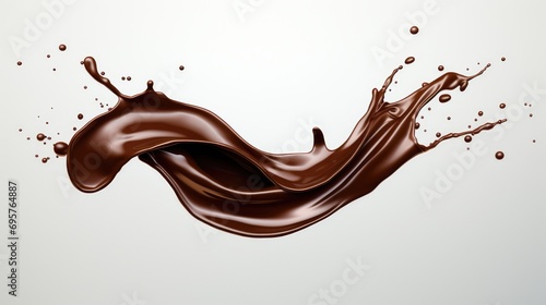 A splash of chocolate on a white background. Perfect for food or dessert-related designs photo