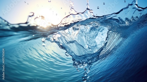 Fototapeta Naklejka Na Ścianę i Meble -  A close up view of a wave in the ocean. This image captures the power and beauty of the ocean.