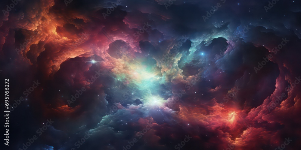 The depths of space with nebulae and galaxies, creating an abstract cosmos background The depths of space with nebulae and galaxies, creating an abstract cosmos background