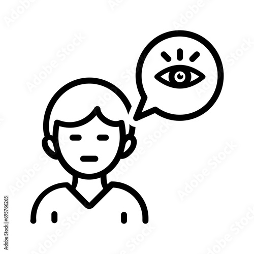 Black line icon for Eye witness