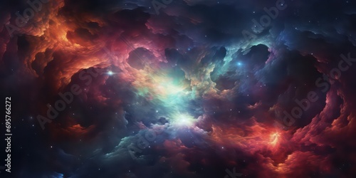 The depths of space with nebulae and galaxies, creating an abstract cosmos background © Nattadesh