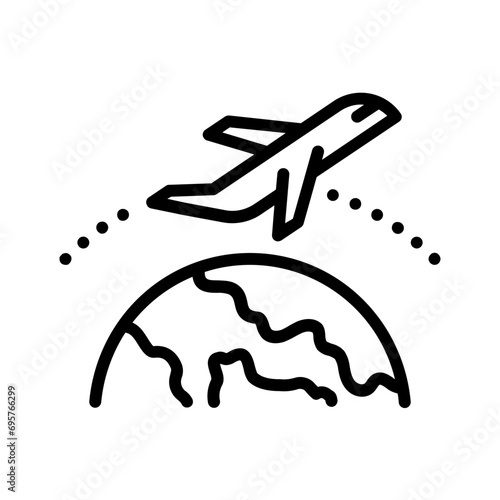 Black line icon for Travelling