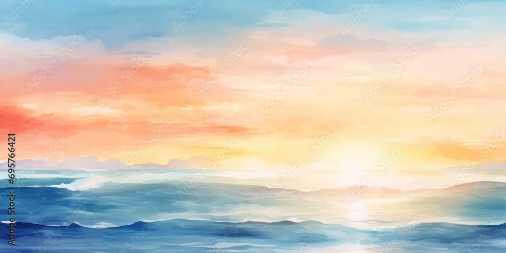 A beautiful painting capturing a sunset over the ocean. Perfect for adding a touch of serenity and natural beauty to any space A beautiful painting capturing a sunset over the ocean. Perfect for adding a touch of serenity and natural beauty to any space