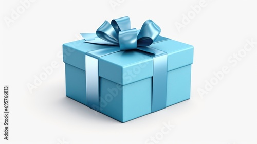 A blue gift box with a silver bow, perfect for special occasions and celebrations