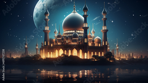 amazing architecture design of muslim mosque ramada photo