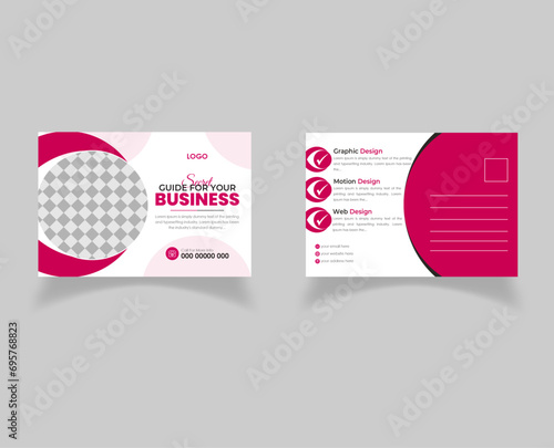 Creative and modern corporate business postcard design template for business agency and company | Red color (ID: 695768823)