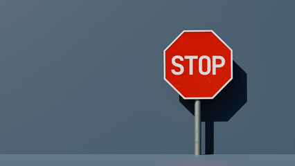 Red stop sign concept background, 3d rendering
