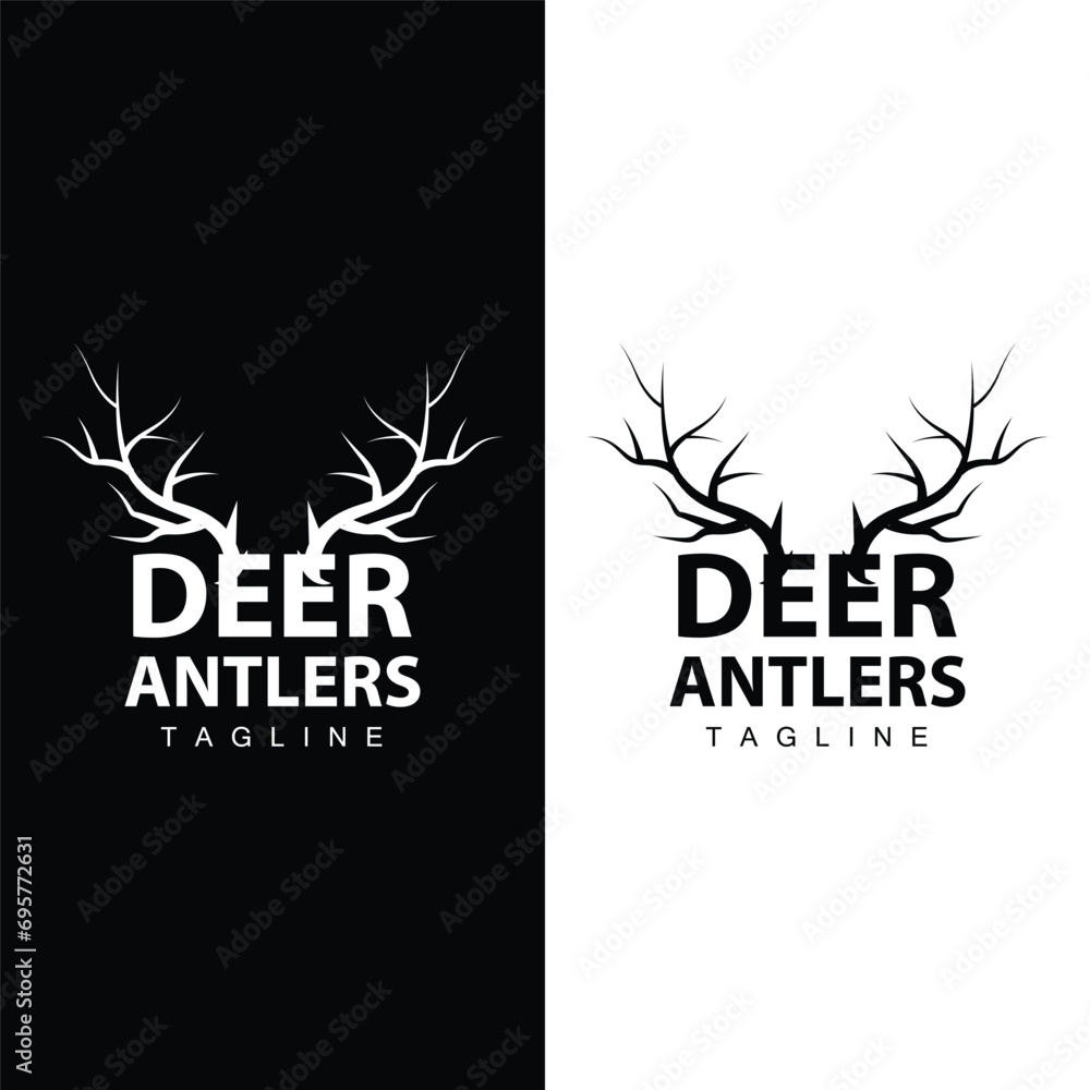 Deer Antlers Logo Design Hunter Antlers Forest Animal Symbol Illustration Deer Antlers Logo Design Hunter Antlers Forest Animal Symbol Illustration
