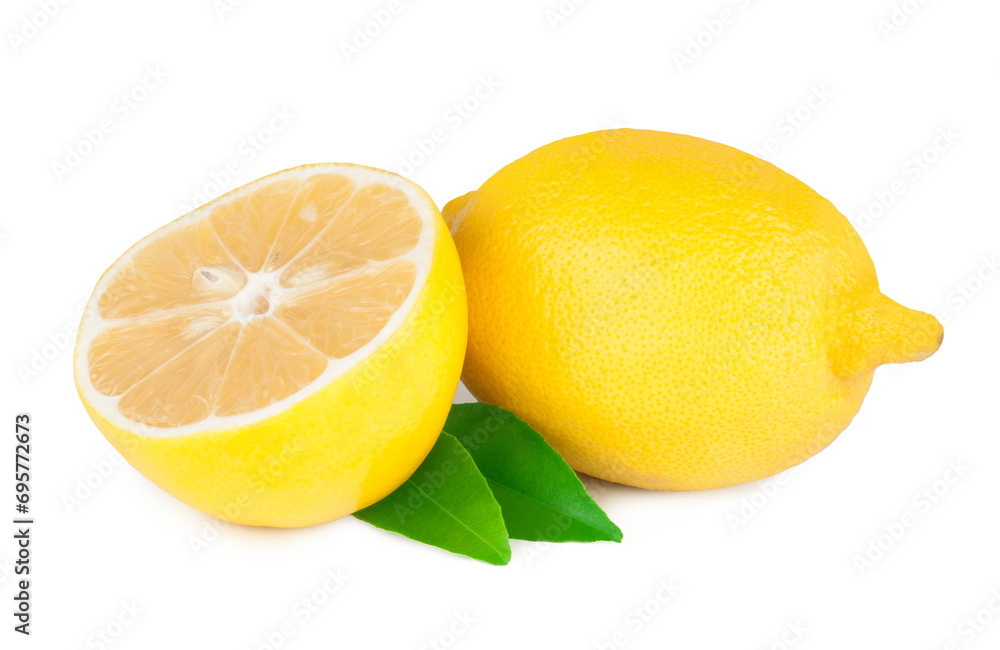                      Lemon                                                               and lemon half isolated on a white background