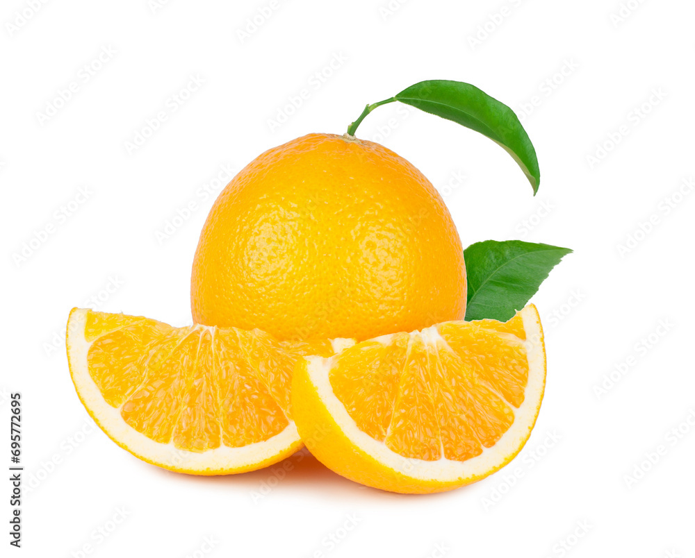 Orange and slices isolated on a white background Orange and slices isolated on a white background