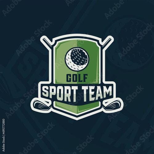 golf club emblem logo vector illustration template icon graphic design. stick and ball of sport sign or symbol for tournament or league team with badge shield concept