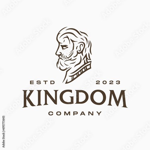 Greek emperor logo. man god head icon logo design Illustration vector in trendy minimal and simple line style. Ancient Greek Figure Face Head Statue Sculpture.