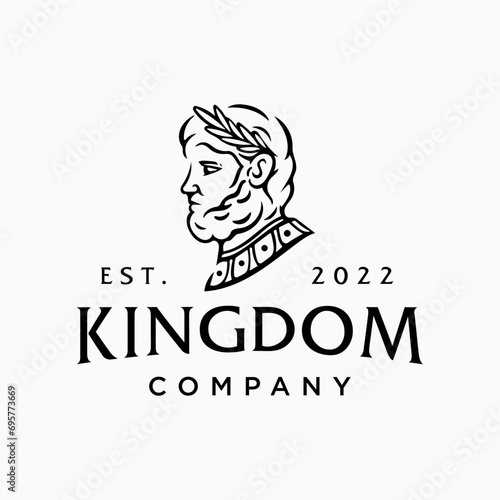 Greek emperor logo. man god head icon logo design Illustration vector in trendy minimal and simple line style. Ancient Greek Figure Face Head Statue Sculpture.