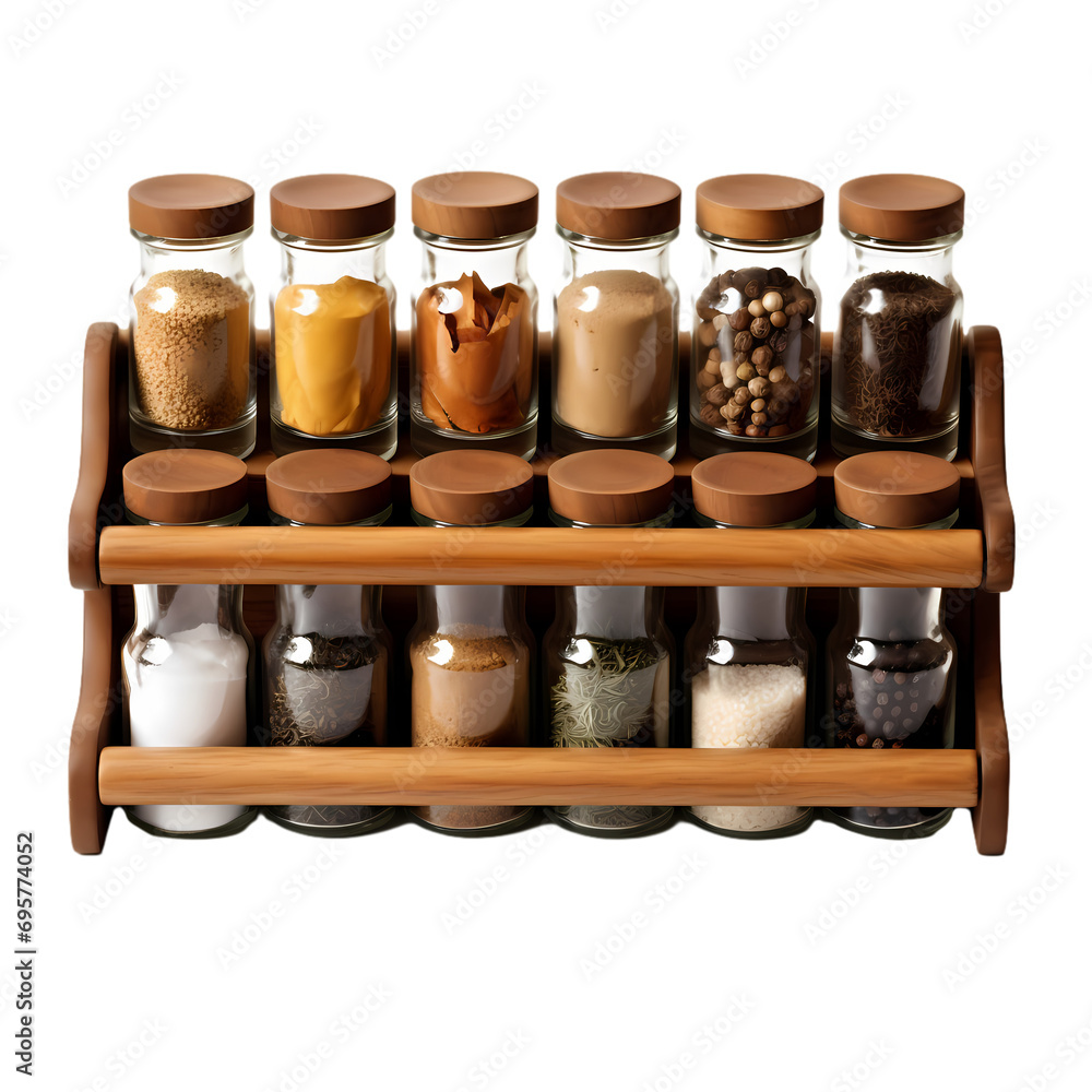 Wooden spice rack isolated on transparent background Wooden spice rack isolated on transparent background