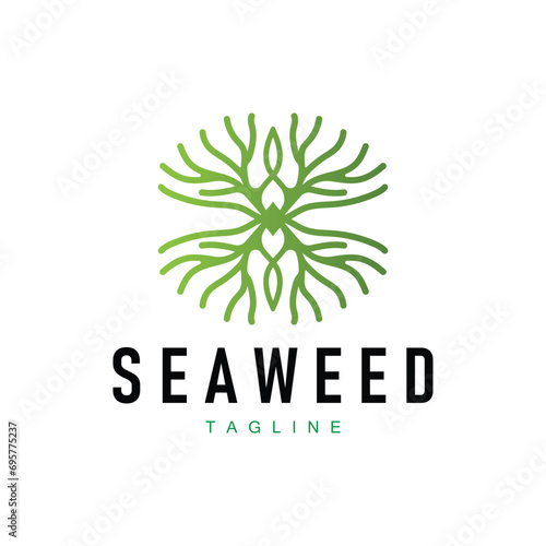 Seaweed Logo Design Underwater Plant Illustration Template