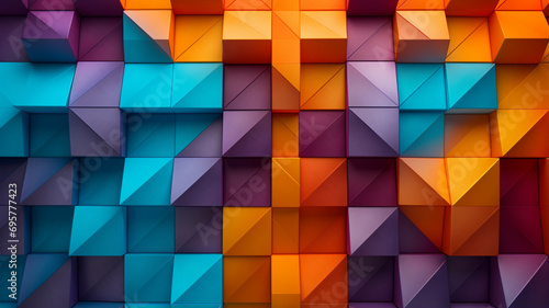 Colorful background of wooden blocks. A Spectrum of multi colored wooden blocks aligned.