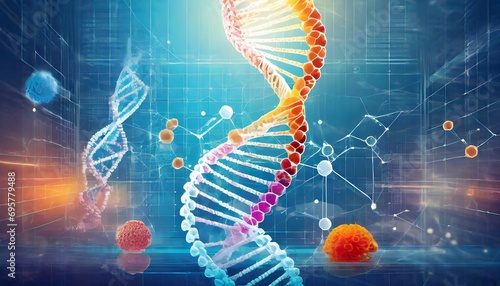 Realistic UHD Image  Science  Innovation  Genetics  DNA helix  molecule
