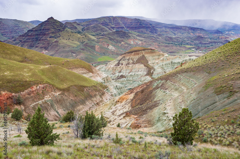 Colorful Rock formation in Painted Hills Unit of John Day Fossil Beds National Monument, north-central Oregon, U.S.