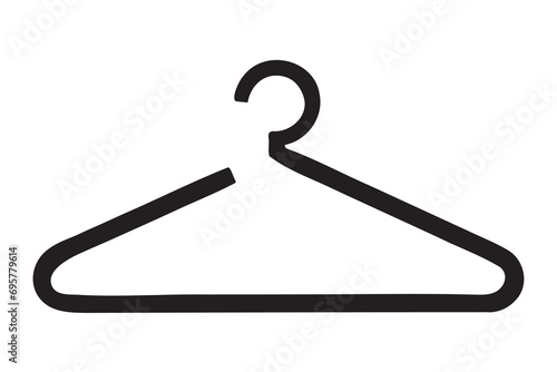 Coat hanger black icon isolated on white background.Clothes hanger. Vector illustration. Vector 