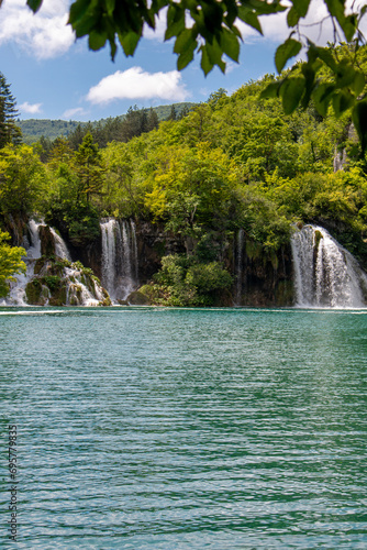 andscape waterfalls cascades in the Plitvice Lakes National Park (Nacionalni park Plitvička jezera) in the state of Gospić in Croatia 