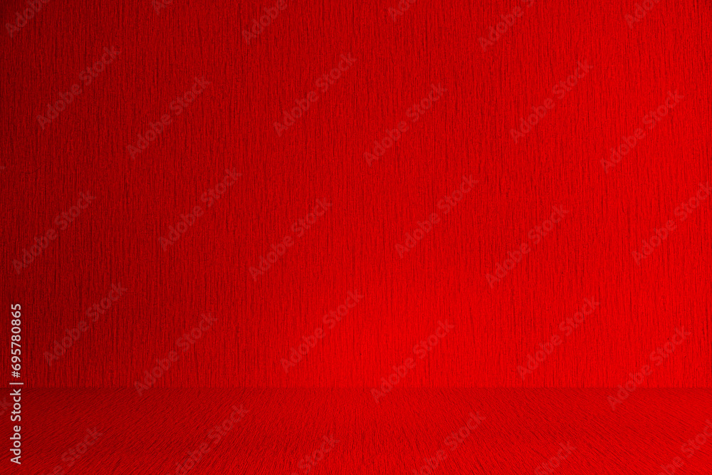 Fototapeta premium Wall interior background, studio and backdrops show products.with shadow from window color Red background for text insertion and presentation product