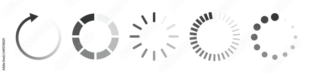 Set of circle loading icon vector design illustration isolated fit for mobile app elements, web, buffering, downloading, progress, process Set of circle loading icon vector design illustration isolated fit for mobile app elements, web, buffering, downloading, progress, process