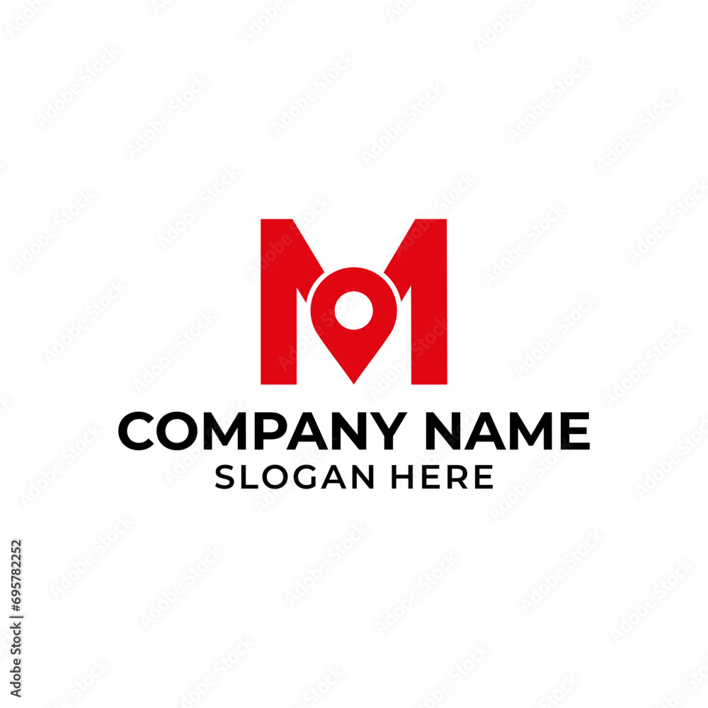 Letter M logo with location icon. M pointer logo template, gps logo initial Letter M logo with location icon. M pointer logo template, gps logo initial