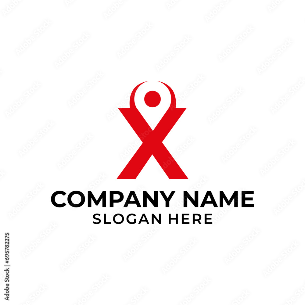 Letter X logo with location icon. X pointer logo template, gps logo initial Letter X logo with location icon. X pointer logo template, gps logo initial