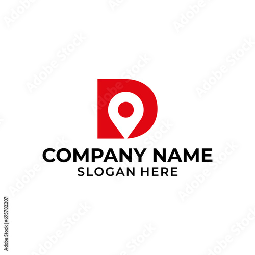 Letter D logo with location icon. D pointer logo template, gps logo initial