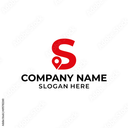 Letter S logo with location icon. S pointer logo template, gps logo initial