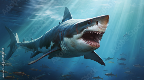 Undersea shark with sharp teeth © Tnh