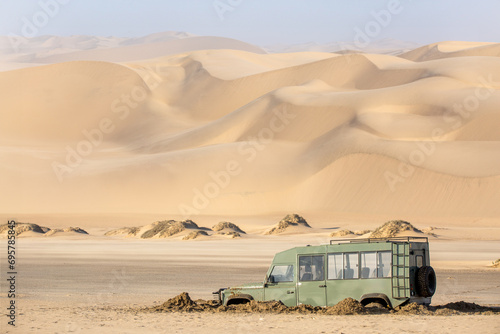 4x4 car stuck in the sand of Namib desert, Namibia, Africa
